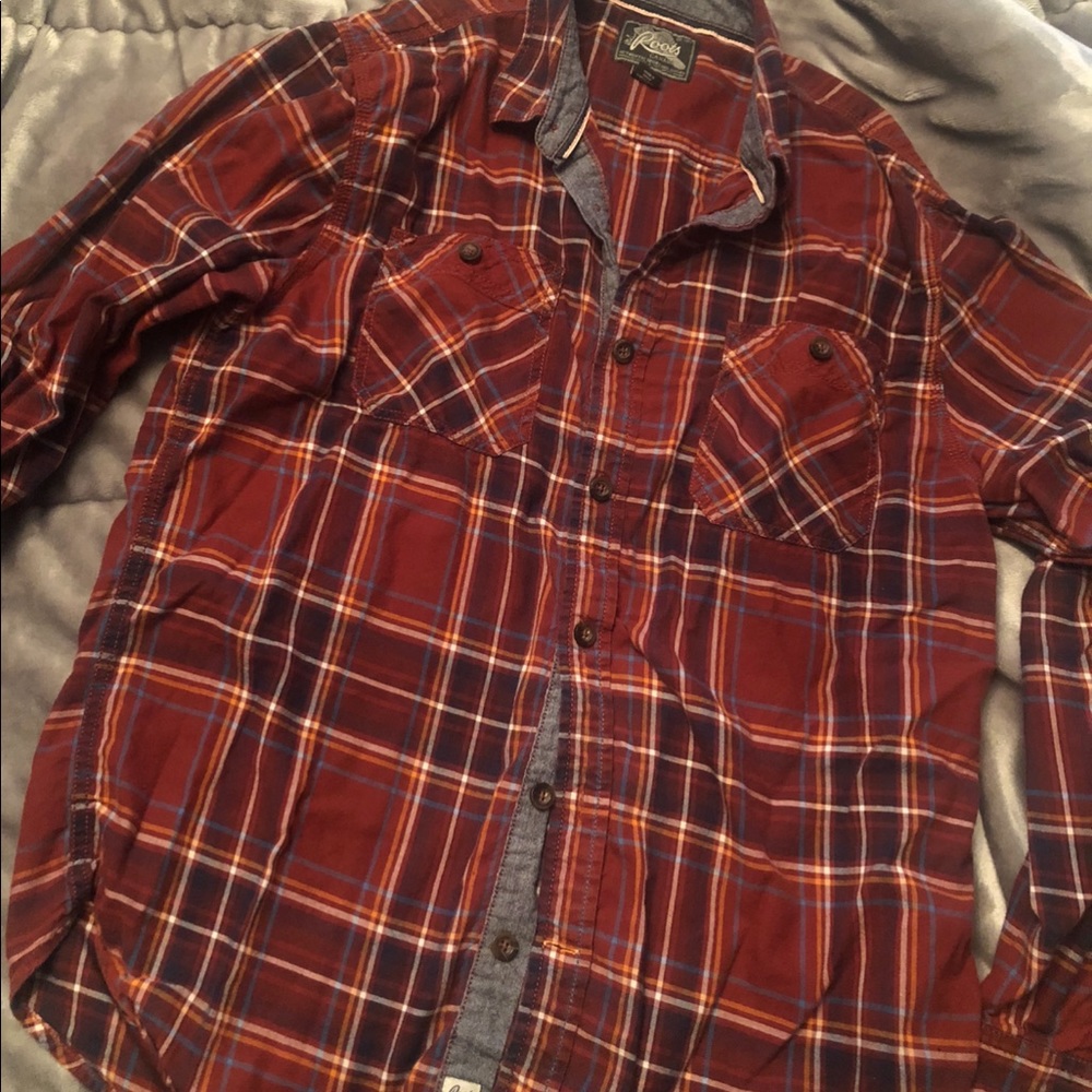 SOLD - Roots flannel dress shirt (mens large)